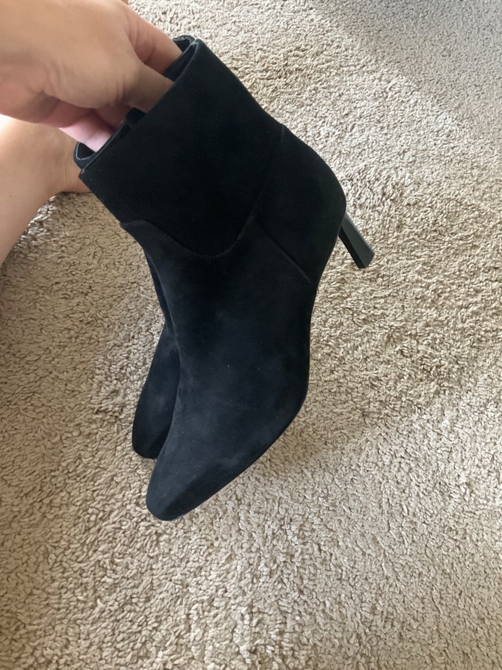Veronica Beard Kelby Suede Side Zip Kitten Heel Ankle Boots in black - Picture 6 of 10